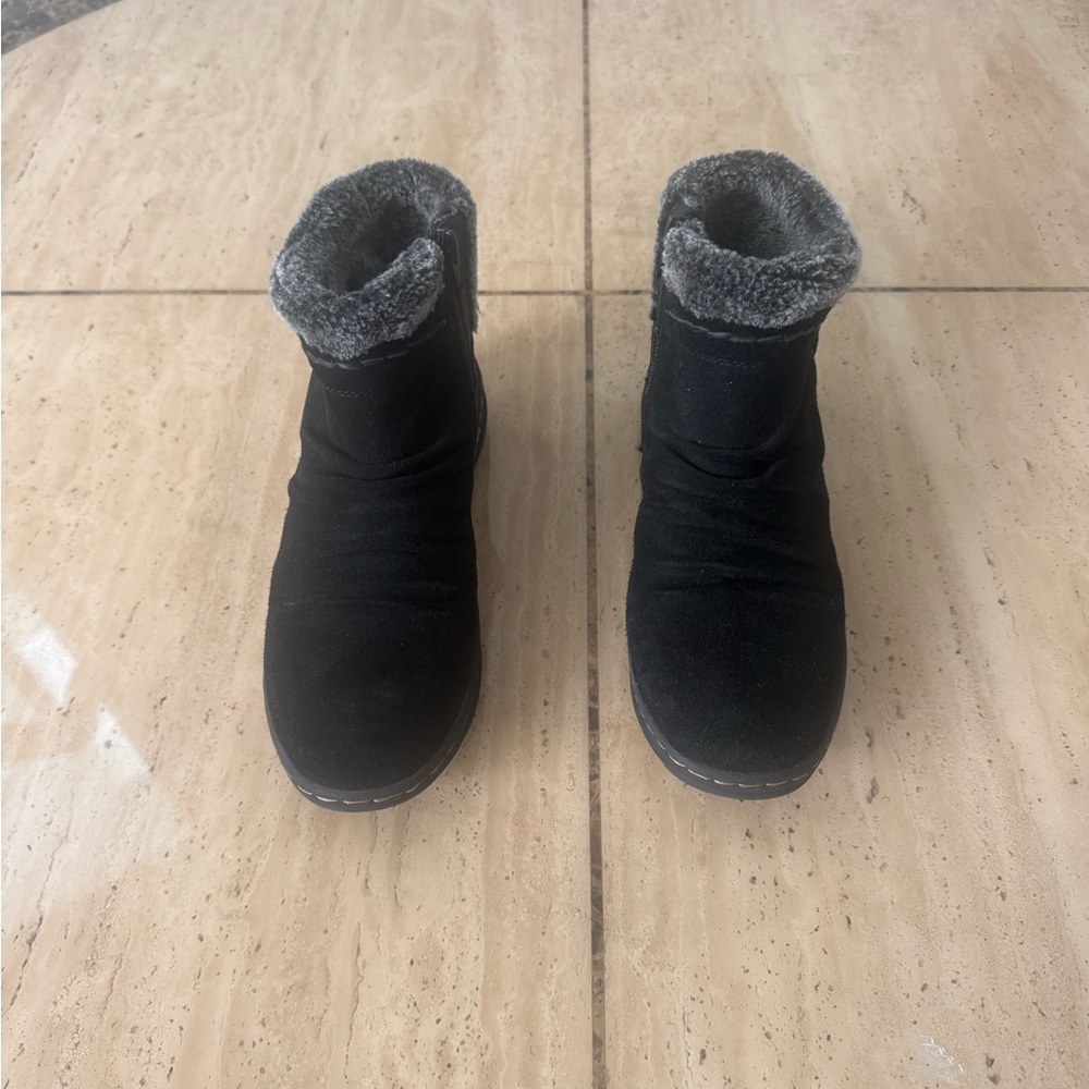 BareTraps Black Faux Fur Ankle Boots